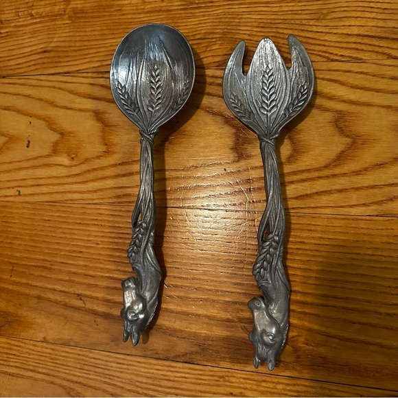 Arthurs Court Vintage Horse Head Salad Servers Serving Fork Spoon Set Equestrian - Picture 1 of 8